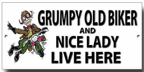 Grumpy biker and - and, lady