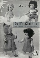 Knitting pattern copy 0631.   Dolls clothes outfits for 10-16 inch dolls.   DK
