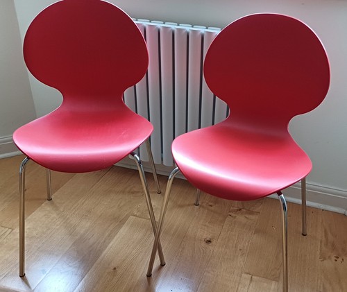 Red bistro chairs used - chairs, x
