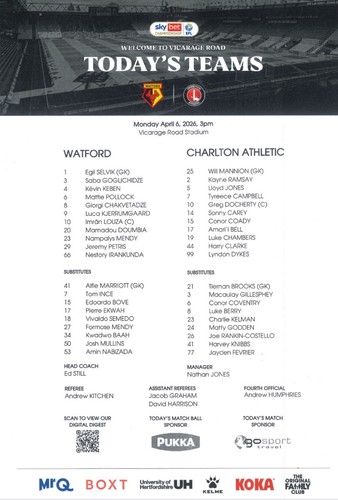 Watford charlton athletic - watford, v