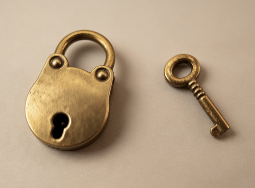 Small brass padlock antique - small,