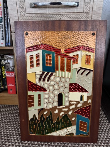 Greek copper enamel wall - greek, art