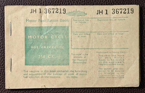 1950s motor fuel ration - motor, book