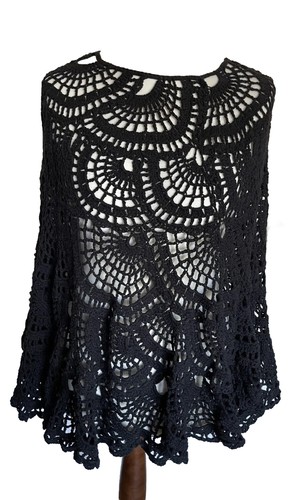 New crocheted cotton poncho - ,