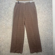 MaxMara Trousers Womens Size UK 14 Brown 100% Silk High Waisted Wide Leg Italy