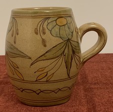 Portuguese Studio Pottery Floral Mug 13cm Tall