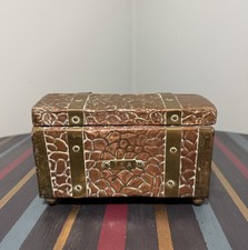 Vintage Copper & Brass Tea Caddy Box – Chest Shaped – Art Deco Style
