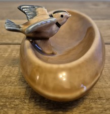 Vintage WADE Blue & Brown Bird Porcelain Pin Dish England Whimsey