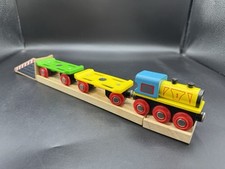 Bigjigs Wooden Railway Flatbed Toy Train Engine / Carriage For Train Set Track