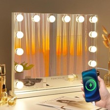 Vanity Mirror with Lights 14 LED Bulbs USB Charging Hollywood Mirror 