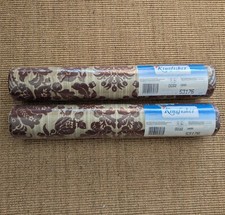 2X Rolls Vintage Flocked Wallpaper Baroque Damask Pattern Brown, Kingfisher