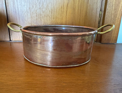 Vintage copper two handled pan - two,