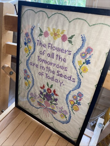 Vintage framed cross stitch - framed,