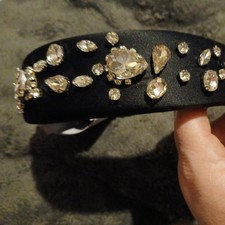 Biba Black Diamante Gem Glam Alice Headband Vintage Elegance Party Accessory