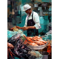 Market Fishmonger Selling