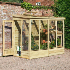 LEAN TO GREENHOUSE 4x8 WALK IN WOODEN PLANT POTTING SHED PRESSURE TREATED 8x4ft