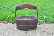 old vintage wooden rice bucket