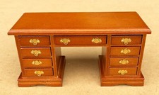 Dolls House Kneehole Desk Oak 1:12 Scale Miniature Office Furniture tumdee