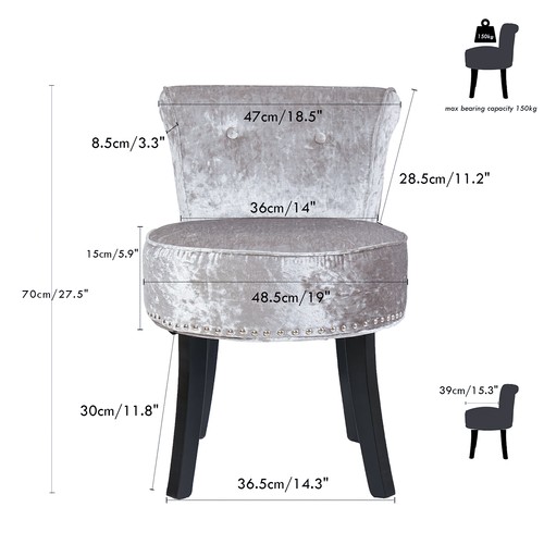 Velvet tufted vanity stool low - velvet,