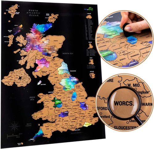 Scratchable map a2 poster - scratchable, uk