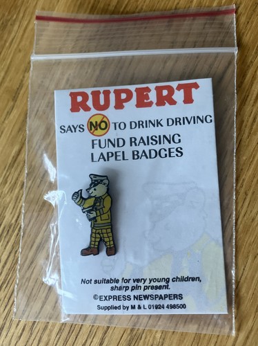 Rupert bear pin - says, no