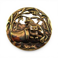 Vintage Cats & Cattails Brass