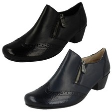 Ladies Rieker '41757' Leather Smart Heeled Trouser Shoes