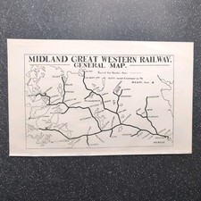 Original 1916 Map Of Midland Great Western Railway General Map