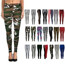 Women Printed Leggings Full Length Stretchy Trouser Casual Pants Plus Size