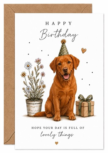 Labrador birthday card fox red - card,