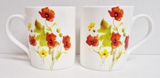 Wild poppies mugs set bone - mugs,