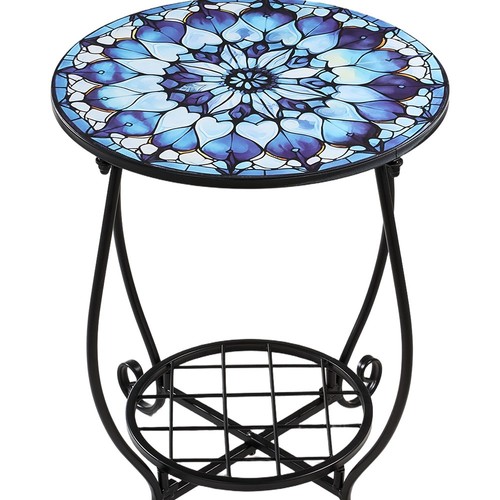 Mosaic side table iron - side,