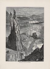 Penrhyn Slate Quarry Penrhyn Quarry Railway Wales Woodcut around 1880