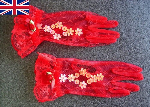 Vintage style red lace - style, gloves