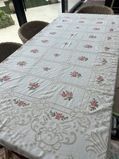 Vintage Table cloth with Rose Detail pattern Boho Country Kitchen. 