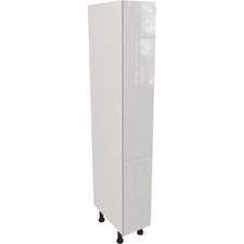 Fully Assembled 300mm Kitchen Tall Larder Unit With Gloss Light Grey Doors
