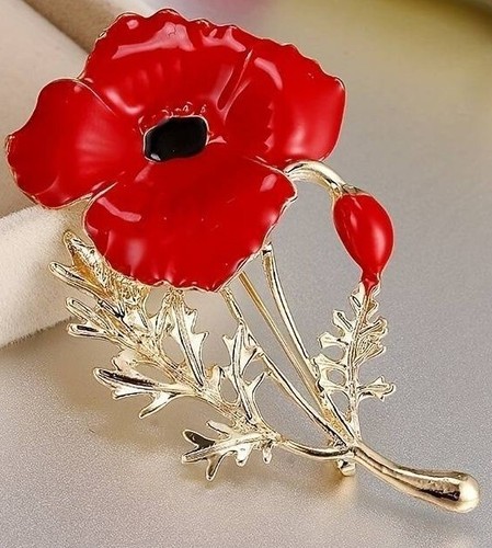 Red flower brooch with - flower,