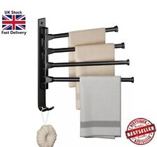 4 Arms Swivel Towel Bar Rail Rack with Wall Mounted 180° Rotation Towel Hanger