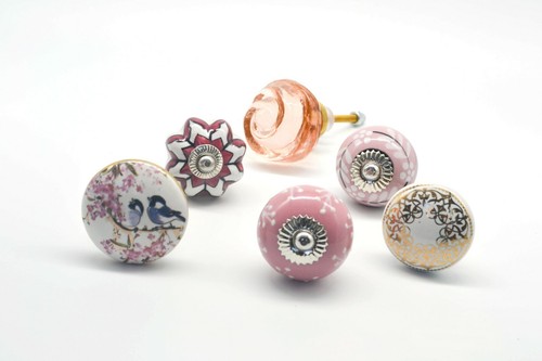 Pink vintage ceramic knobs - vintage,
