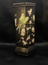 Gibson & Sons Windsor Art Ware Parrot Vase Hand Painted Black Enamel 30cm