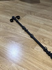 1.65m Antique Victorian Black Steel Curtain Pole with finials Rail