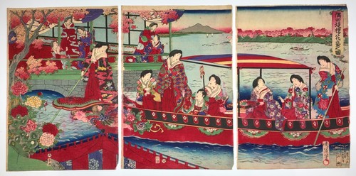 Chikanobu woodblock print - woodblock,