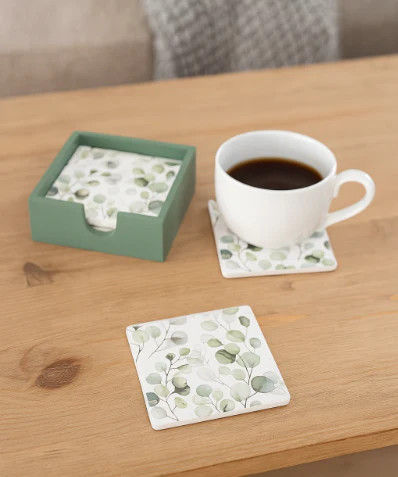 Leaf pattern set coasters - 6,