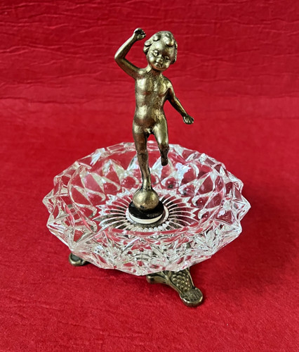 Vintage cherub figurine brass - cherub,