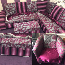 Purple Corner Sofa Set 3 Piece