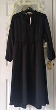 Black Animal Print  Long Sleeve Ruffle Tie Neck Midi Maxi Dress ? 16 18 ? Bnwt
