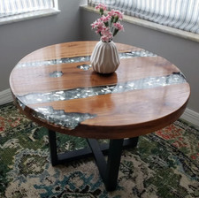 Industrial Style Coffee Table Rustic Solid Wood Round Vintage Side End Furniture