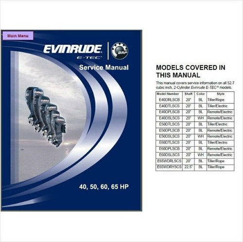 Evinrude tec 60 65 - evinrude, hp