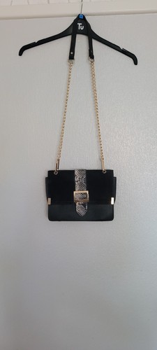 Ladies black handbag with gold - handbag,