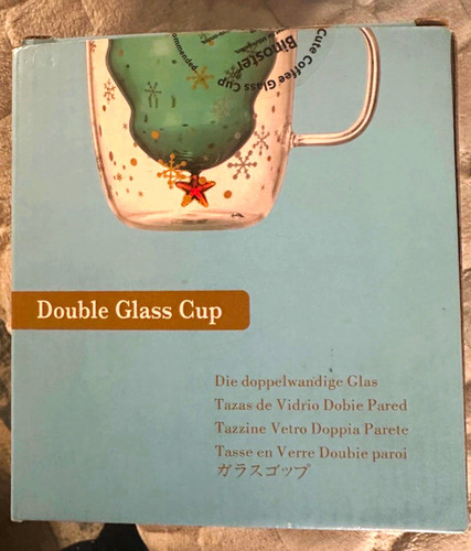 Double walled clear glass cup - double,